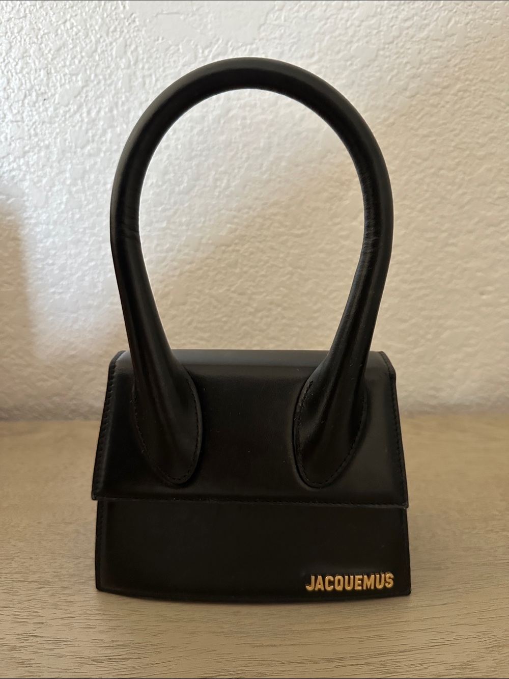 Jacquemus Black Mini Top-Handle Bag with Gold Logo